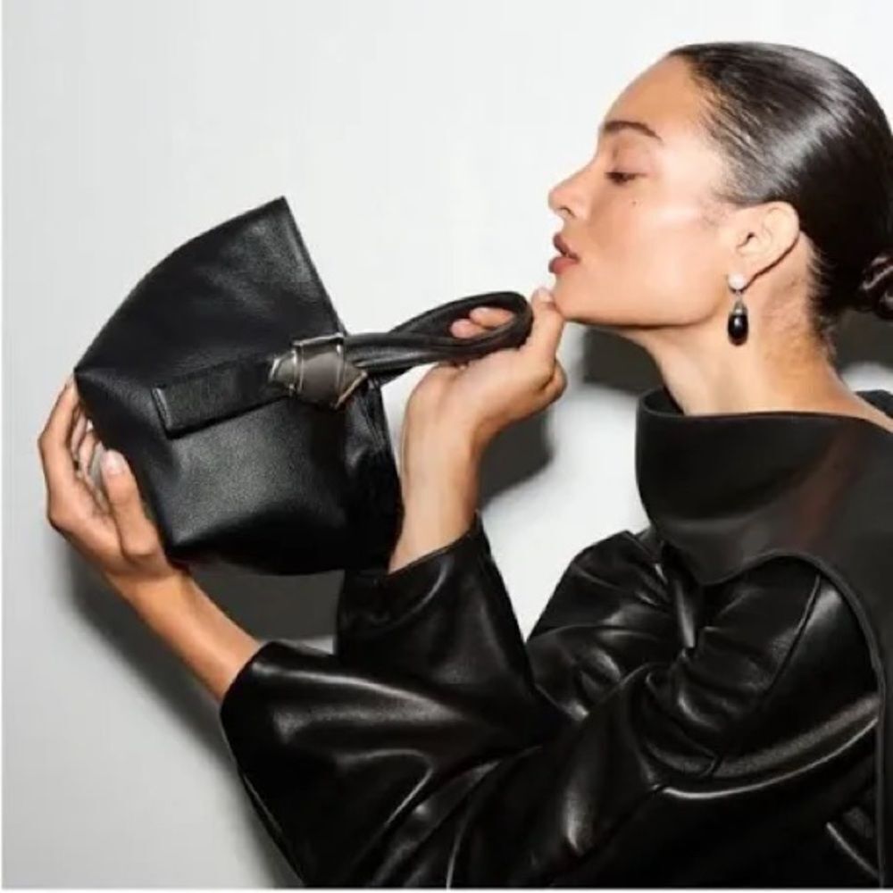 NWT Merit x Brandon Maxwell w/ dust bag Black Leather Bag Pouch Handbag Clutch